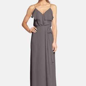 Amsale Nouvelle Drew Bridesmaid Dress Charcoal (M)